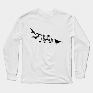 Music Notes and Birds Long Sleeve T-Shirt